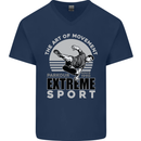 Parkour Free Running the Art of Movement Mens V-Neck Cotton T-Shirt Navy Blue