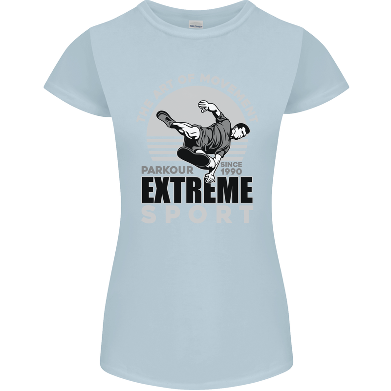 Parkour Free Running the Art of Movement Womens Petite Cut T-Shirt Light Blue