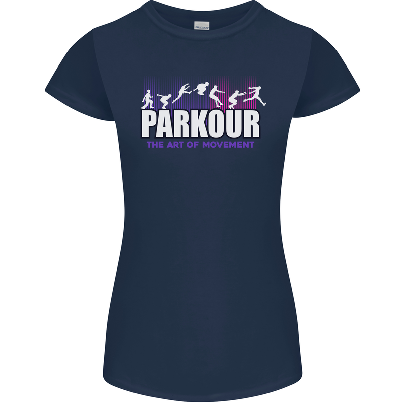 Parkour Free Running the Art of Movement Womens Petite Cut T-Shirt Navy Blue