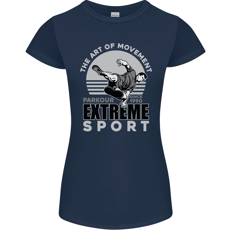 Parkour Free Running the Art of Movement Womens Petite Cut T-Shirt Navy Blue