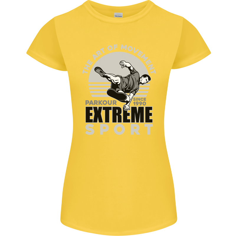 Parkour Free Running the Art of Movement Womens Petite Cut T-Shirt Yellow