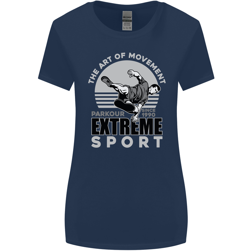 Parkour Free Running the Art of Movement Womens Wider Cut T-Shirt Navy Blue