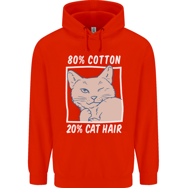 Part Cotton Part Cat Hair Funny Childrens Kids Hoodie Bright Red