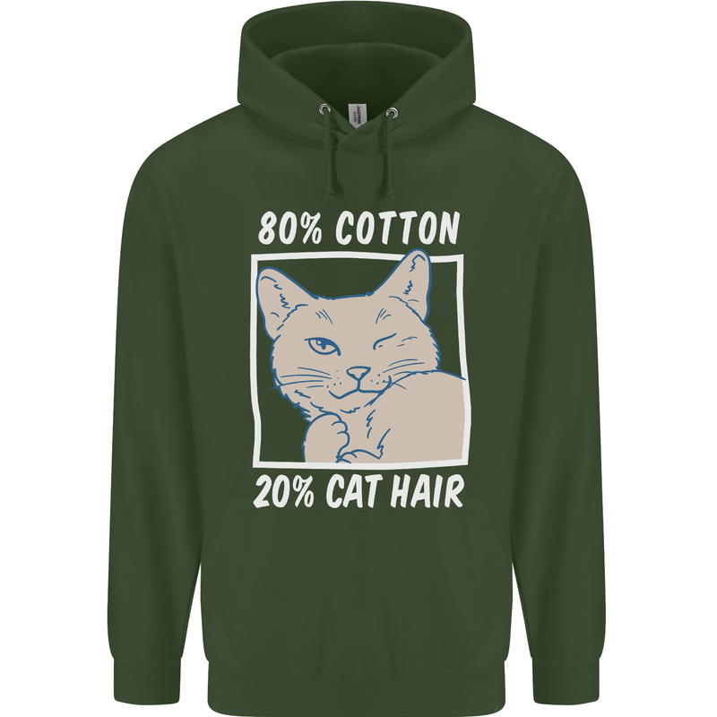 Part Cotton Part Cat Hair Funny Childrens Kids Hoodie Forest Green