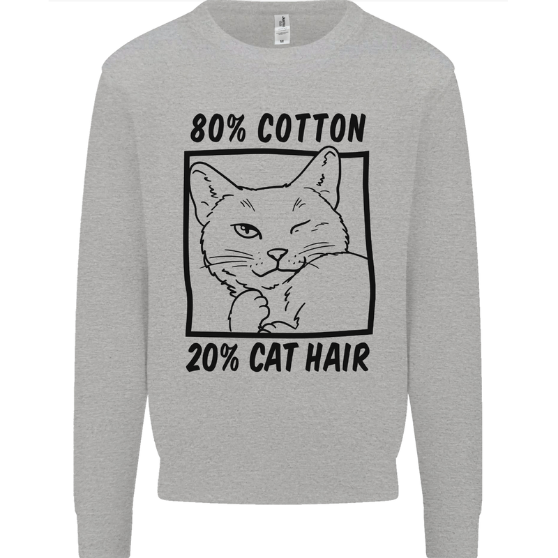 Part Cotton Part Cat Hair Funny Kids Sweatshirt Jumper Sports Grey