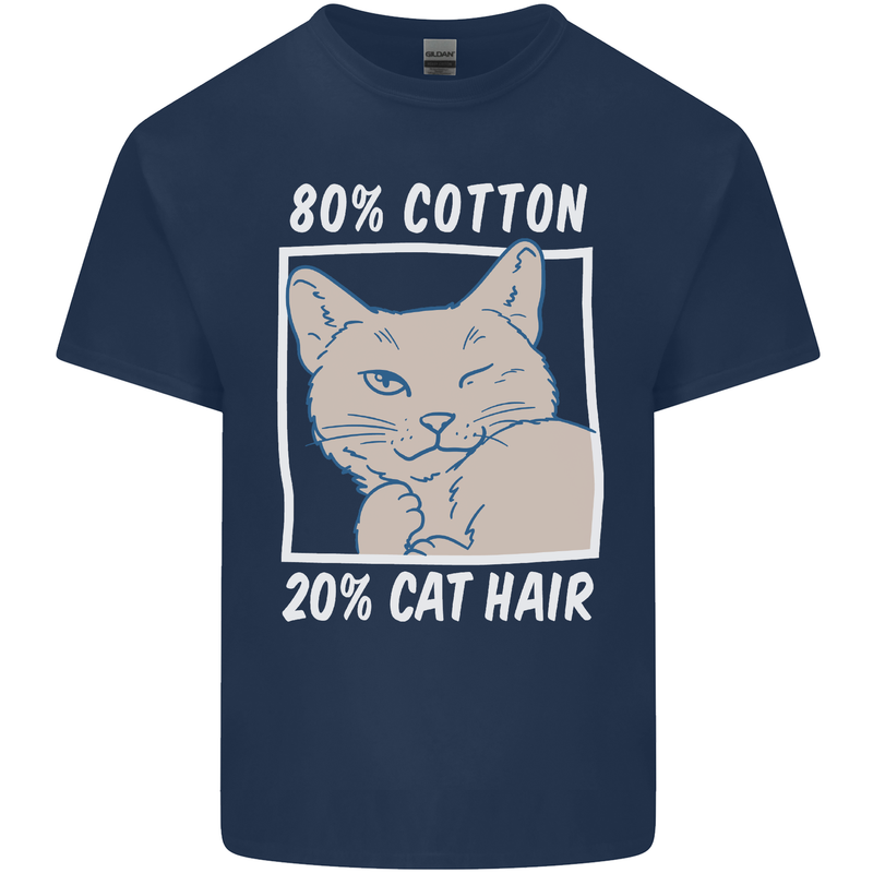 Part Cotton Part Cat Hair Funny Kids T-Shirt Childrens Navy Blue