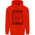 Part Cotton Part Cat Hair Funny Mens 80% Cotton Hoodie Bright Red