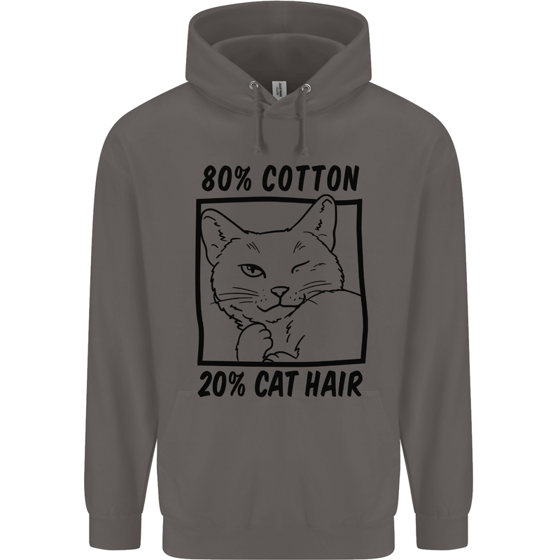 Part Cotton Part Cat Hair Funny Mens 80% Cotton Hoodie Charcoal