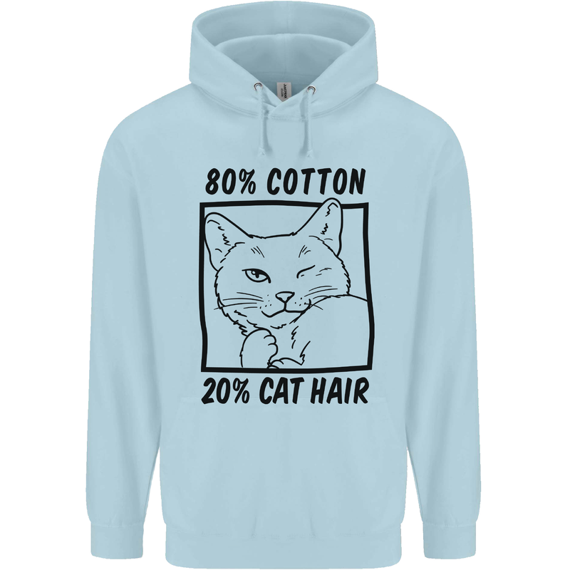 Part Cotton Part Cat Hair Funny Mens 80% Cotton Hoodie Light Blue