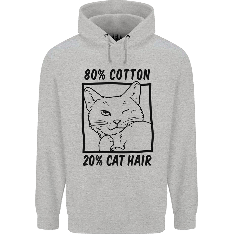 Part Cotton Part Cat Hair Funny Mens 80% Cotton Hoodie Sports Grey