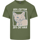 Part Cotton Part Cat Hair Funny Mens Cotton T-Shirt Tee Top Military Green