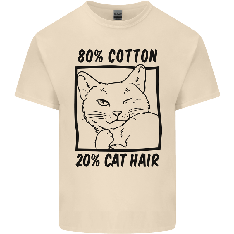 Part Cotton Part Cat Hair Funny Mens Cotton T-Shirt Tee Top Natural
