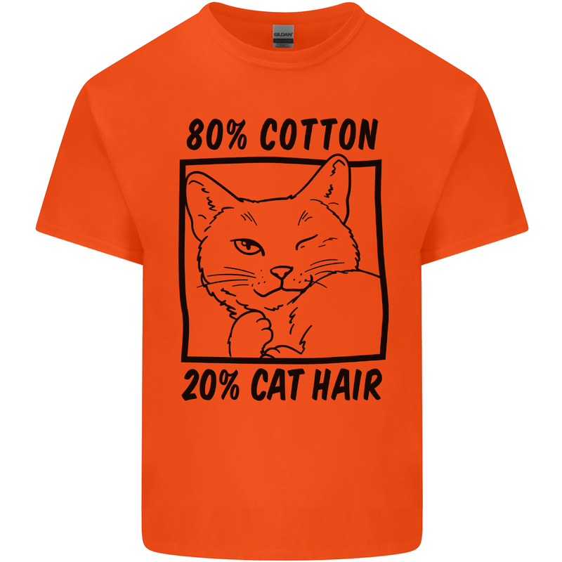 Part Cotton Part Cat Hair Funny Mens Cotton T-Shirt Tee Top Orange
