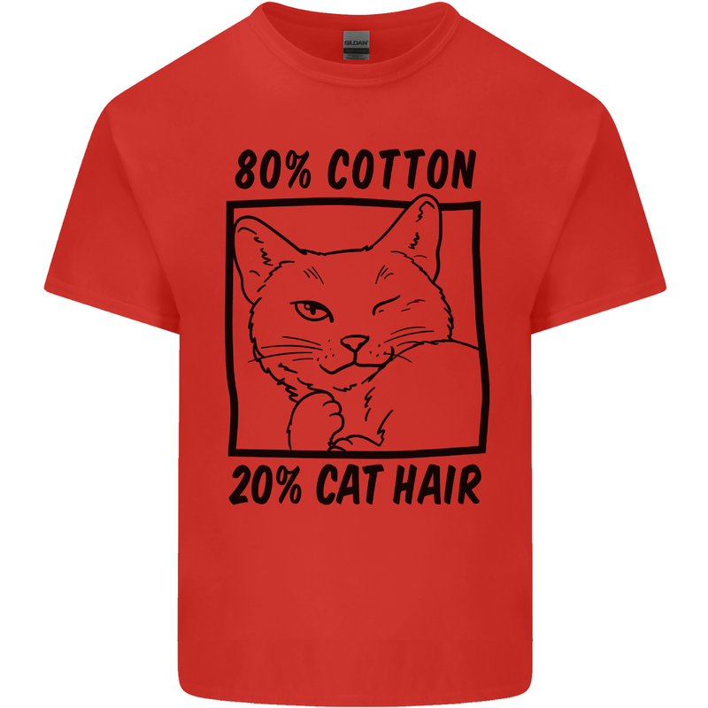 Part Cotton Part Cat Hair Funny Mens Cotton T-Shirt Tee Top Red