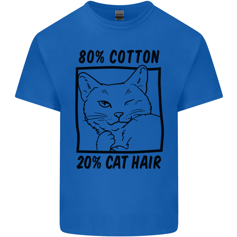 Part Cotton Part Cat Hair Funny Mens Cotton T-Shirt Tee Top Royal Blue