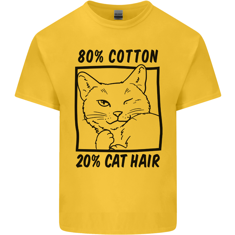 Part Cotton Part Cat Hair Funny Mens Cotton T-Shirt Tee Top Yellow