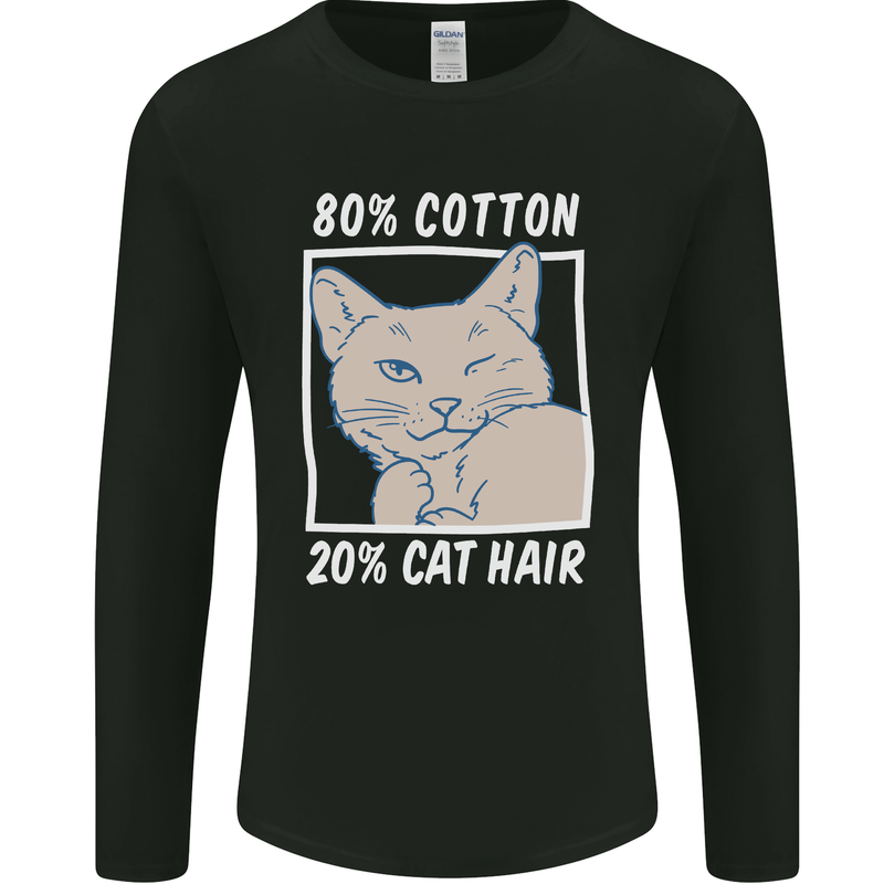 Part Cotton Part Cat Hair Funny Mens Long Sleeve T-Shirt Black