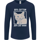 Part Cotton Part Cat Hair Funny Mens Long Sleeve T-Shirt Navy Blue