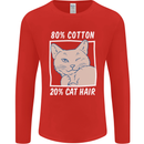 Part Cotton Part Cat Hair Funny Mens Long Sleeve T-Shirt Red
