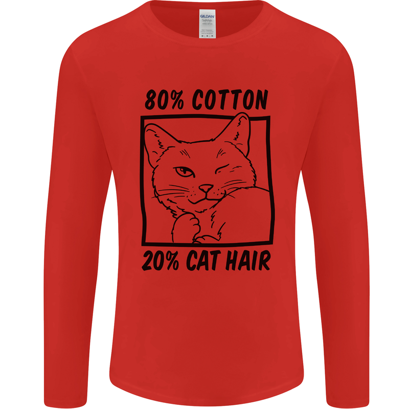 Part Cotton Part Cat Hair Funny Mens Long Sleeve T-Shirt Red
