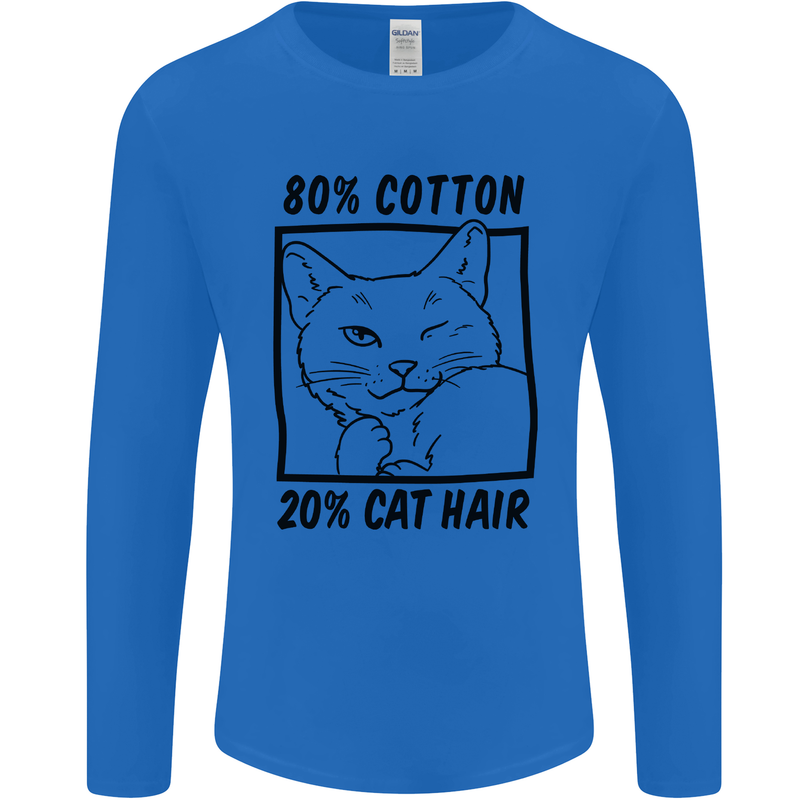 Part Cotton Part Cat Hair Funny Mens Long Sleeve T-Shirt Royal Blue