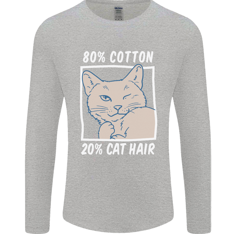 Part Cotton Part Cat Hair Funny Mens Long Sleeve T-Shirt Sports Grey