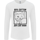 Part Cotton Part Cat Hair Funny Mens Long Sleeve T-Shirt White