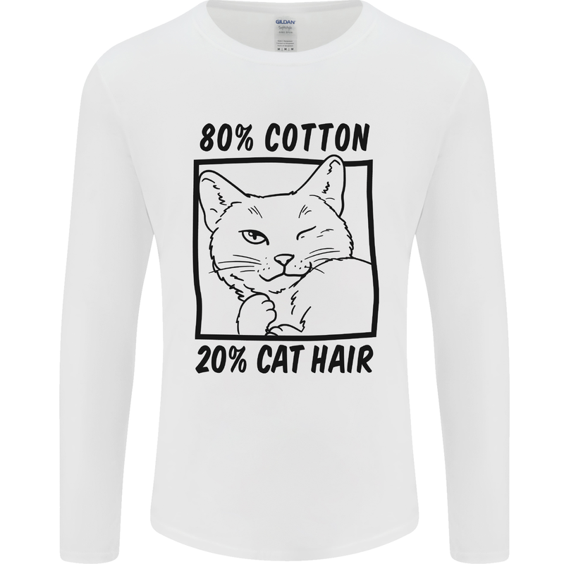 Part Cotton Part Cat Hair Funny Mens Long Sleeve T-Shirt White
