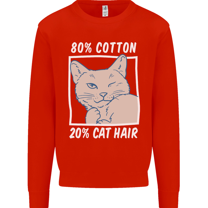 Part Cotton Part Cat Hair Funny Mens Sweatshirt Jumper Bright Red