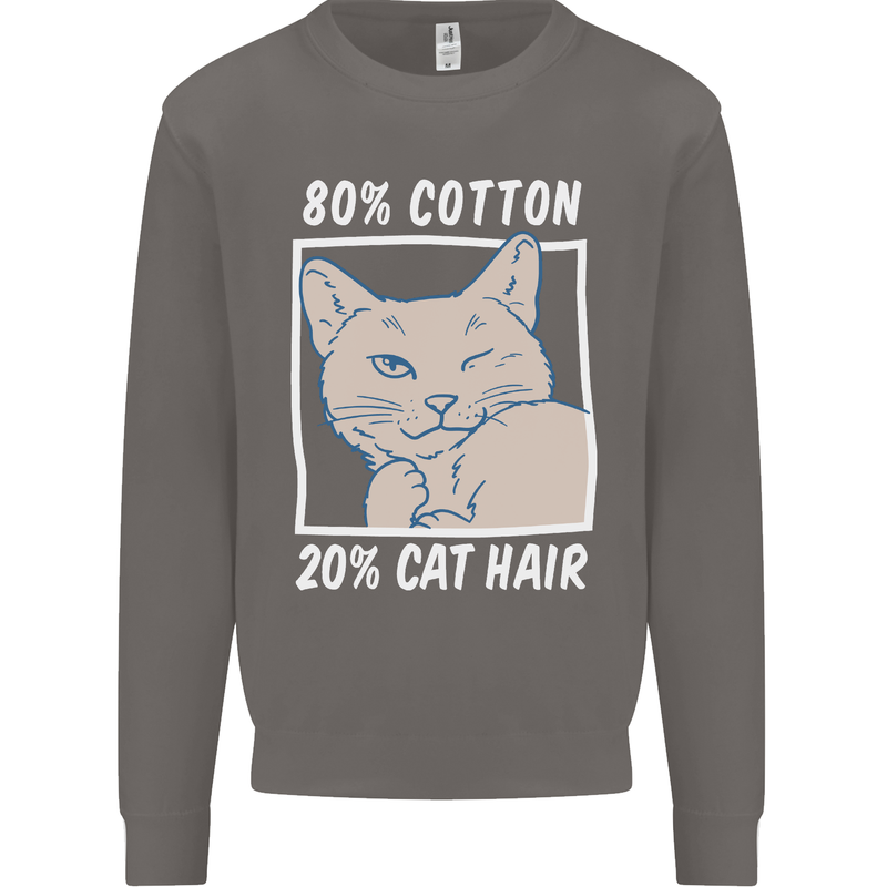 Part Cotton Part Cat Hair Funny Mens Sweatshirt Jumper Charcoal