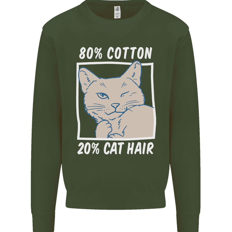 Part Cotton Part Cat Hair Funny Mens Sweatshirt Jumper Forest Green