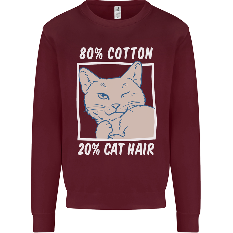 Part Cotton Part Cat Hair Funny Mens Sweatshirt Jumper Maroon