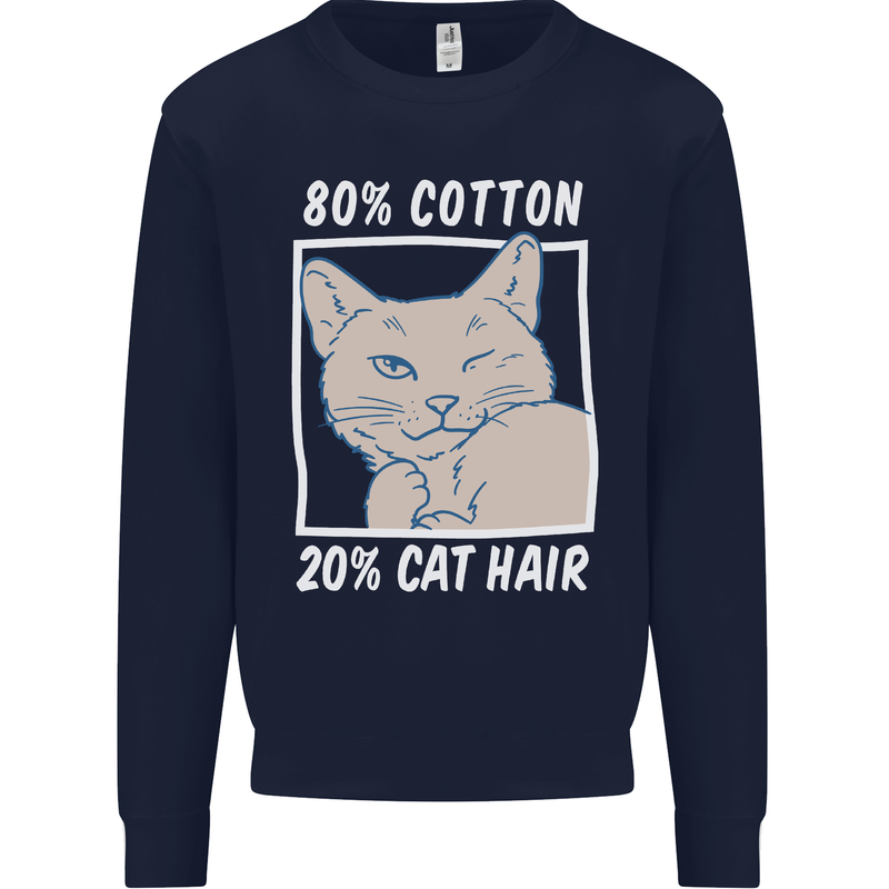 Part Cotton Part Cat Hair Funny Mens Sweatshirt Jumper Navy Blue
