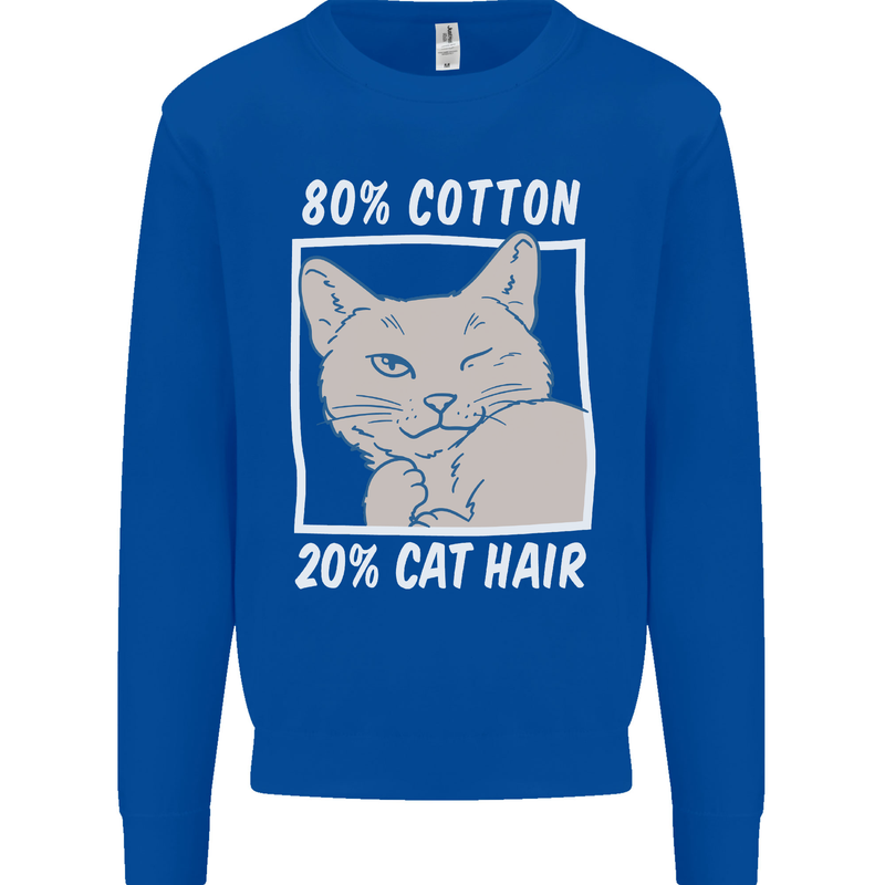 Part Cotton Part Cat Hair Funny Mens Sweatshirt Jumper Royal Blue