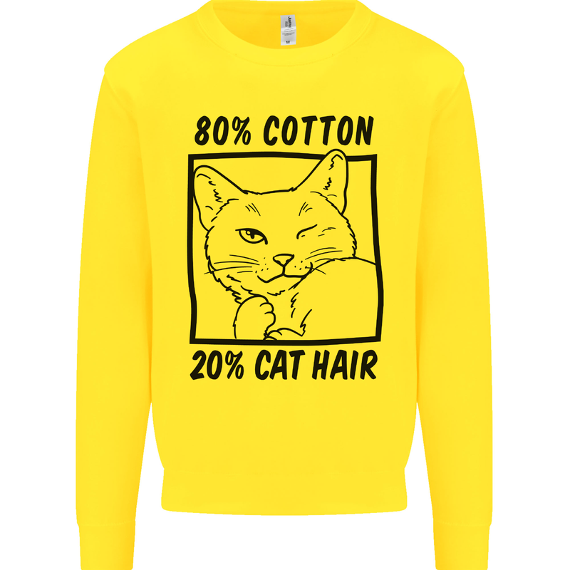 Part Cotton Part Cat Hair Funny Mens Sweatshirt Jumper Yellow