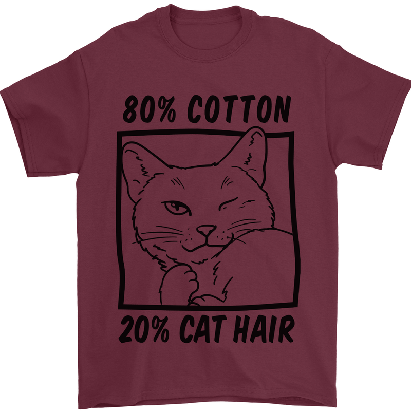 Part Cotton Part Cat Hair Funny Mens T-Shirt Cotton Gildan Maroon