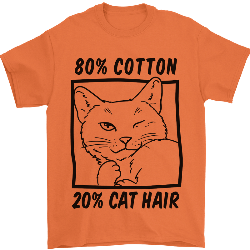 Part Cotton Part Cat Hair Funny Mens T-Shirt Cotton Gildan Orange