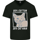 Part Cotton Part Cat Hair Funny Mens V-Neck Cotton T-Shirt Black