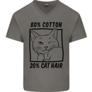 Part Cotton Part Cat Hair Funny Mens V-Neck Cotton T-Shirt Charcoal