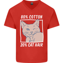 Part Cotton Part Cat Hair Funny Mens V-Neck Cotton T-Shirt Red