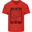Part Cotton Part Cat Hair Funny Mens V-Neck Cotton T-Shirt Red