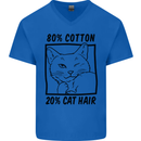 Part Cotton Part Cat Hair Funny Mens V-Neck Cotton T-Shirt Royal Blue