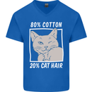 Part Cotton Part Cat Hair Funny Mens V-Neck Cotton T-Shirt Royal Blue