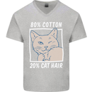 Part Cotton Part Cat Hair Funny Mens V-Neck Cotton T-Shirt Sports Grey