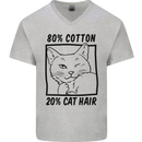 Part Cotton Part Cat Hair Funny Mens V-Neck Cotton T-Shirt Sports Grey