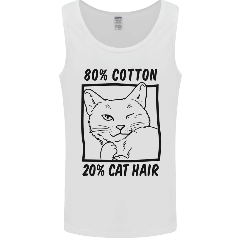 Part Cotton Part Cat Hair Funny Mens Vest Tank Top White