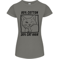 Part Cotton Part Cat Hair Funny Womens Petite Cut T-Shirt Charcoal