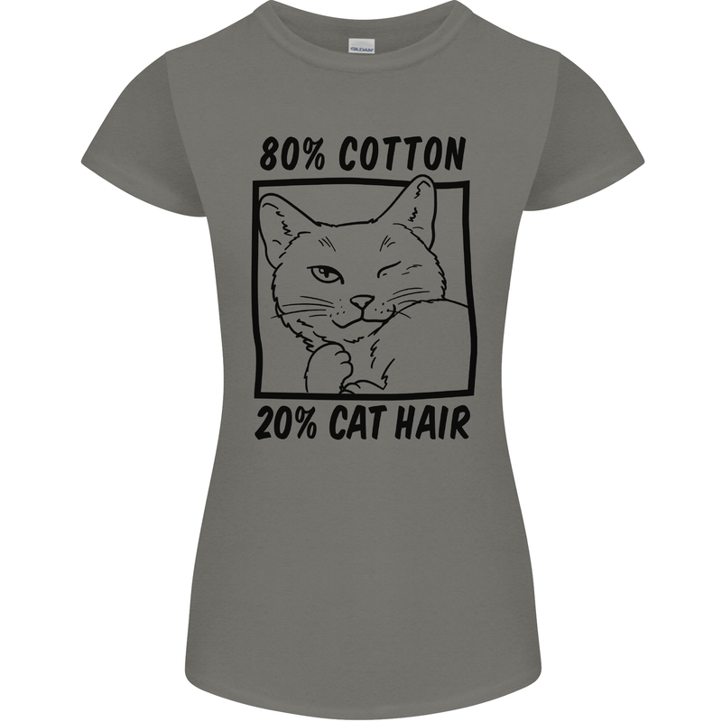 Part Cotton Part Cat Hair Funny Womens Petite Cut T-Shirt Charcoal