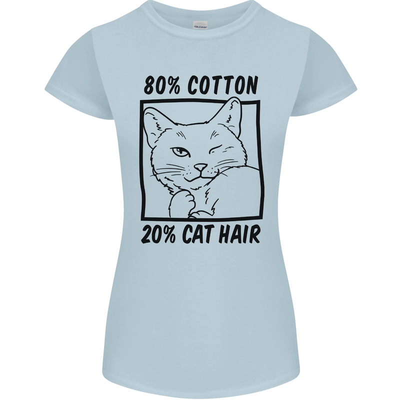 Part Cotton Part Cat Hair Funny Womens Petite Cut T-Shirt Light Blue