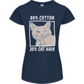Part Cotton Part Cat Hair Funny Womens Petite Cut T-Shirt Navy Blue